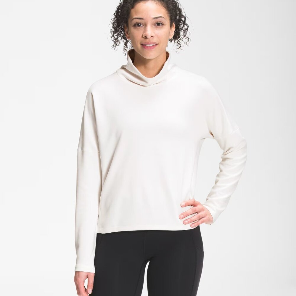The North Face Basin Funnel Neck Pullover Sweatshirt L Womens Long Sleeve Cream